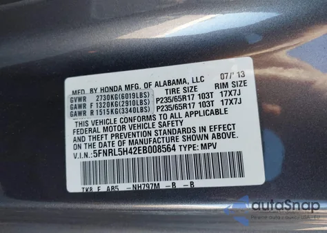 2014 Honda Odyssey Ex z USA, uszkodzony, nr VIN 5FNRL5H42EB008564
